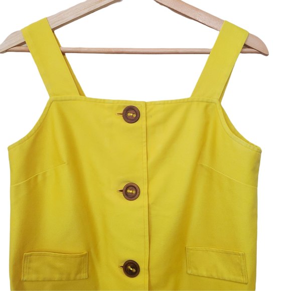 Vintage Elisabeth Stewart Mini Yellow Wood Button Accent Dress - Picture 4 of 6